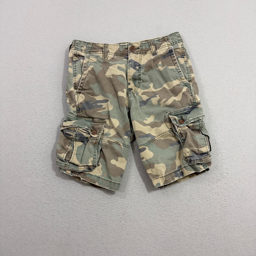 American Eagle Cargo Shorts Mens 30 Green Camo Classic Extreme Flex Stretch